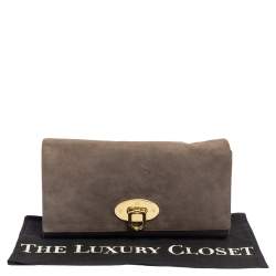 Pre Owned Mulberry Grey Suede Oversized Ava Clutch