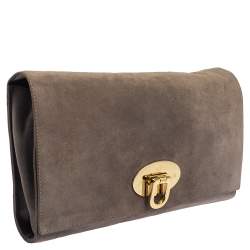 Pre Owned Mulberry Grey Suede Oversized Ava Clutch