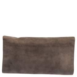 Pre Owned Mulberry Grey Suede Oversized Ava Clutch