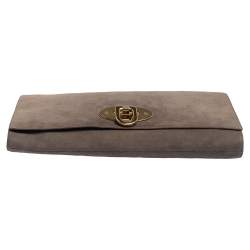 Pre Owned Mulberry Grey Suede Oversized Ava Clutch