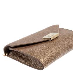 Pre Owned Mulberry Metallic Gold Leather Delphie Duo Chain Shoulder Bag