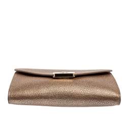 Pre Owned Mulberry Metallic Gold Leather Delphie Duo Chain Shoulder Bag