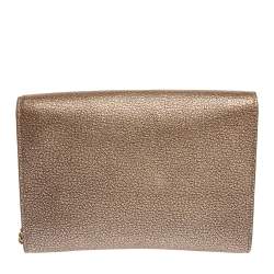 Pre Owned Mulberry Metallic Gold Leather Delphie Duo Chain Shoulder Bag