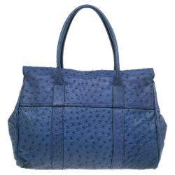 Mulberry Blue Ostrich Leather Bayswater Satchel Bag