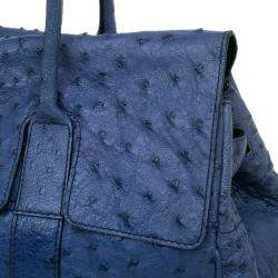 Mulberry Blue Ostrich Leather Bayswater Satchel Bag