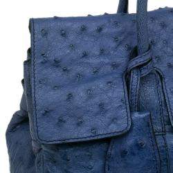 Mulberry Blue Ostrich Leather Bayswater Satchel Bag