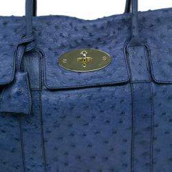 Mulberry Blue Ostrich Leather Bayswater Satchel Bag