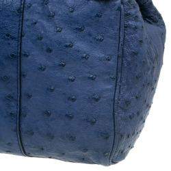 Mulberry Blue Ostrich Leather Bayswater Satchel Bag
