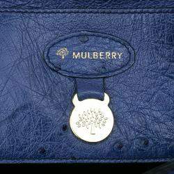 Mulberry Blue Ostrich Leather Bayswater Satchel Bag