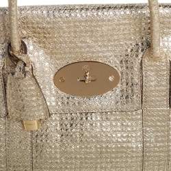 Pre Owned Mulberry Metallic Gold Textured Leather Bayswater Satchel