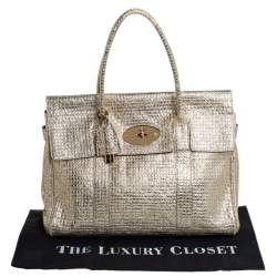 Pre Owned Mulberry Metallic Gold Textured Leather Bayswater Satchel