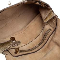 Pre Owned Mulberry Metallic Gold Textured Leather Bayswater Satchel
