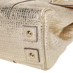 Pre Owned Mulberry Metallic Gold Textured Leather Bayswater Satchel