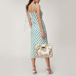 Pre Owned Mulberry Metallic Gold Textured Leather Bayswater Satchel