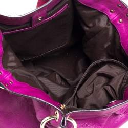 Pre Owned Mulberry Magenta Leather Metal Plate Charm Shoulder Bag