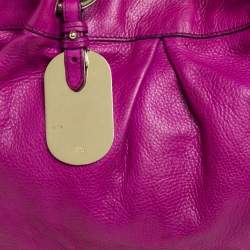 Pre Owned Mulberry Magenta Leather Metal Plate Charm Shoulder Bag