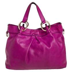 Pre Owned Mulberry Magenta Leather Metal Plate Charm Shoulder Bag