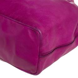 Pre Owned Mulberry Magenta Leather Metal Plate Charm Shoulder Bag