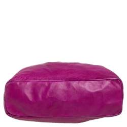 Pre Owned Mulberry Magenta Leather Metal Plate Charm Shoulder Bag