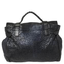 Pre Owned Mulberry Metallic Blue/Black Textured Leather Alexa Satchel