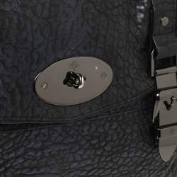 Pre Owned Mulberry Metallic Blue/Black Textured Leather Alexa Satchel