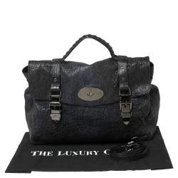 Pre Owned Mulberry Metallic Blue/Black Textured Leather Alexa Satchel
