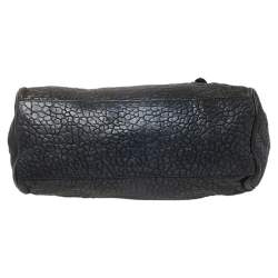 Pre Owned Mulberry Metallic Blue/Black Textured Leather Alexa Satchel