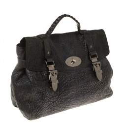 Pre Owned Mulberry Metallic Blue/Black Textured Leather Alexa Satchel