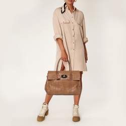 Pre Owned Mulberry Tan Croc Embossed Leather Bayswater Satchel