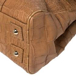 Pre Owned Mulberry Tan Croc Embossed Leather Bayswater Satchel