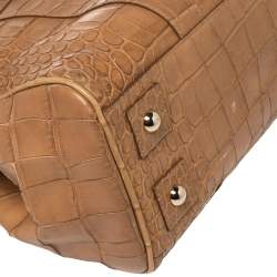 Pre Owned Mulberry Tan Croc Embossed Leather Bayswater Satchel