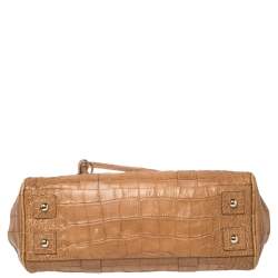 Pre Owned Mulberry Tan Croc Embossed Leather Bayswater Satchel