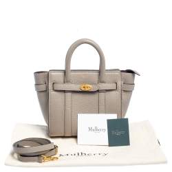 Pre Owned Mulberry Grey Leather Micro Bayswater Zip Tote