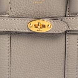 Pre Owned Mulberry Grey Leather Micro Bayswater Zip Tote
