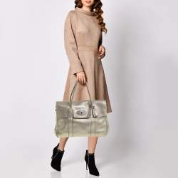 Pre Owned Mulberry Metallic Gold Crinkle Leather Bayswater Satchel