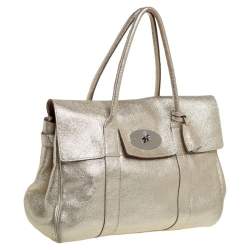 Pre Owned Mulberry Metallic Gold Crinkle Leather Bayswater Satchel