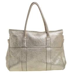 Pre Owned Mulberry Metallic Gold Crinkle Leather Bayswater Satchel