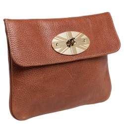 Pre Owned Mulberry Tan Leather Union Jack Clutch