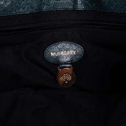 Mulberry Dark Teal Green Python Embossed Leather Oversized Alexa Satchel