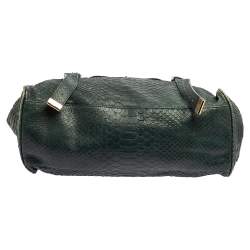Mulberry Dark Teal Green Python Embossed Leather Oversized Alexa Satchel