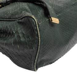 Mulberry Dark Teal Green Python Embossed Leather Oversized Alexa Satchel