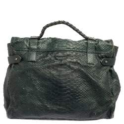 Mulberry Dark Teal Green Python Embossed Leather Oversized Alexa Satchel