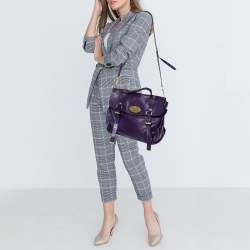 Pre Owned Mulberry Purple Leather Oversized Alexa Satchel