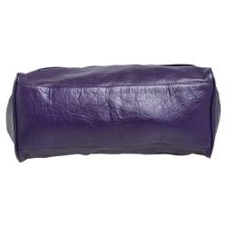 Pre Owned Mulberry Purple Leather Oversized Alexa Satchel