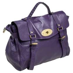 Pre Owned Mulberry Purple Leather Oversized Alexa Satchel