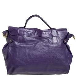 Pre Owned Mulberry Purple Leather Oversized Alexa Satchel