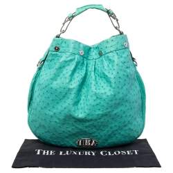 Pre Owned Mulberry Green Ostrich Mitzy Hobo