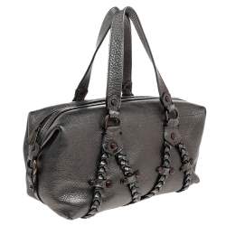 Pre Owned Mulberry Vintage Metallic Silver Leather Satchel