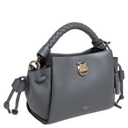 Mulberry Grey Grained Leather Mini Iris Top Handle Bag