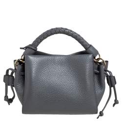 Mulberry Grey Grained Leather Mini Iris Top Handle Bag